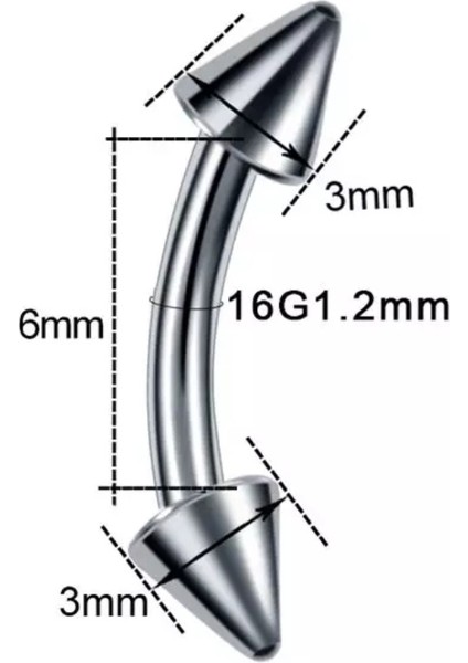 Cerrahi Çelik Silver Spaky Rook, Snog, Dil, Kaş Muz Piercing