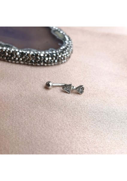 Cerrahi Çelik Çift Kalpli Muz Piercing-Bar 8mm-1 adet