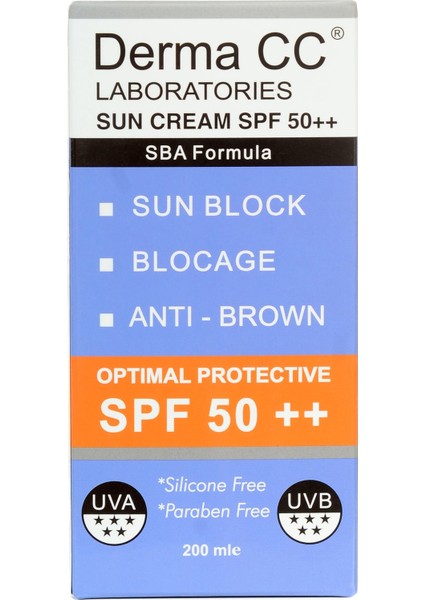 Derma cc Güneş Kremi SPF50 ( Plus Plus ) 200ML - Sun Block - Antı Brown - Blocage