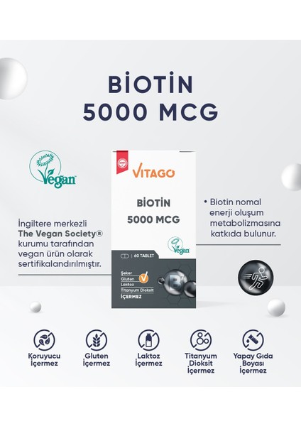 Premium Biotin 5000 Mcg 60 Tablet modelleri