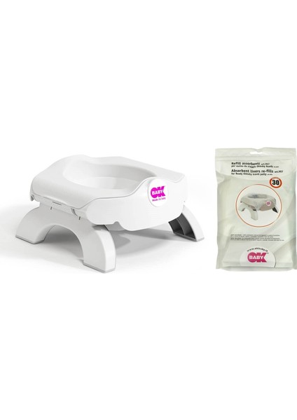 Roady Katlanabilir Oturak ve Klozet Adaptörü & Disposable Bez Seti 30'lu / Beyaz