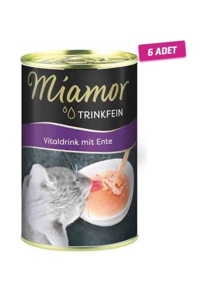 6 Adet - Miamor Vital Drink Ördekli Kedi Çorbası 135 ml