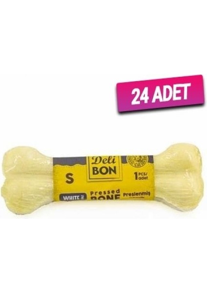 24 Adet - Delibon Deri Beyaz Pres Kemik S 12 cm