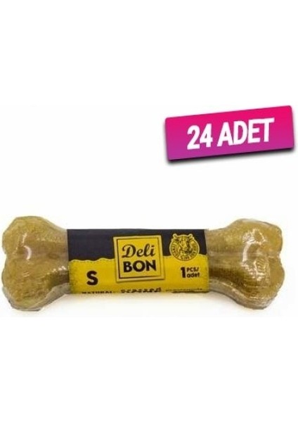 24 Adet - Delibon Deri Natural Pres Kemik 12 cm
