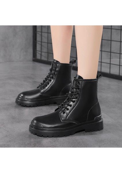 BH14hZD2113 Siyah Kadın Botlar Martin Botları Motosiklet Botları Kaymaz ve Aşınma Direnci Gündelik Ayakkabılar (Yurt Dışından)