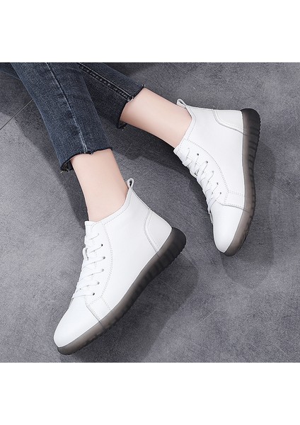 BH14H8633G1 Beyaz Kadın Botlar Martin Botları Motosiklet Botları Kaymaz ve Aşınma Direnci Gündelik Ayakkabılar (Yurt Dışından) fırsatları