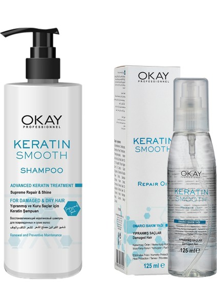 Keratin Smooth Şampuan 500 ml + Bakım Yağı 125 ml