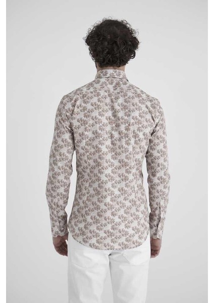 Erkek Kahve Slim Fit Uzun Kol Klasik Yaka Spor Gömlek GM22Y221035_K11 fiyatları