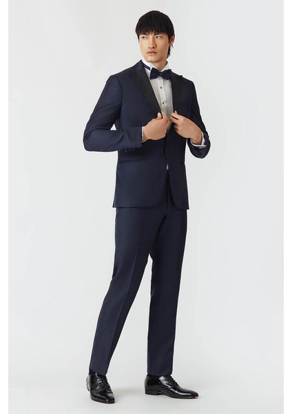 Regular Fit Sivri Yaka Lacivert Erkek Smokin Takım PSM18Y18120_D39