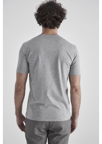 Basic Suprem V Yaka Gri Erkek T-Shirt TS22YNOS002_D55 fiyatları