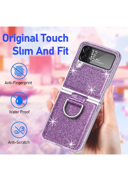 Samsung Galaxy Z Flip 4 Işıltılı Toz Halka Tokası Cep Telefonu Kılıfları (Yurt Dışından) indirimleri