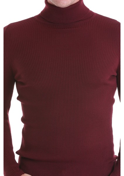 Bordo Regular Fit Düz Balıkçı Yaka Klasik Yün Triko Kazak indirimleri