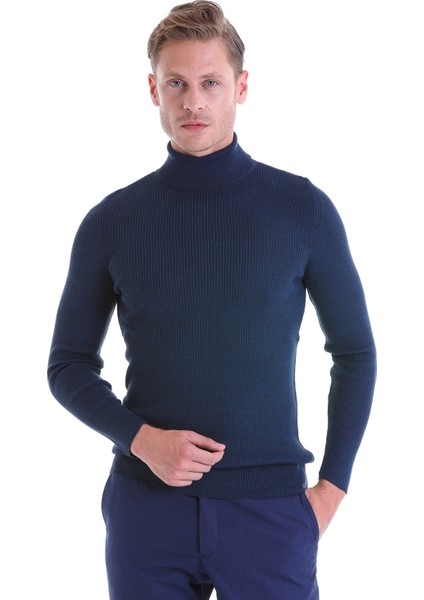 Indigo Regular Fit Düz Balıkçı Yaka Klasik Yün Triko Kazak modelleri
