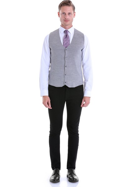 Gri Regular Fit Düz Klasik Düğmeli Yün Triko Yelek fırsatları