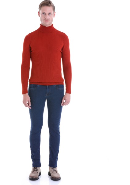 Kiremit Regular Fit Düz Balıkçı Yaka Klasik Yün Triko Kazak modelleri