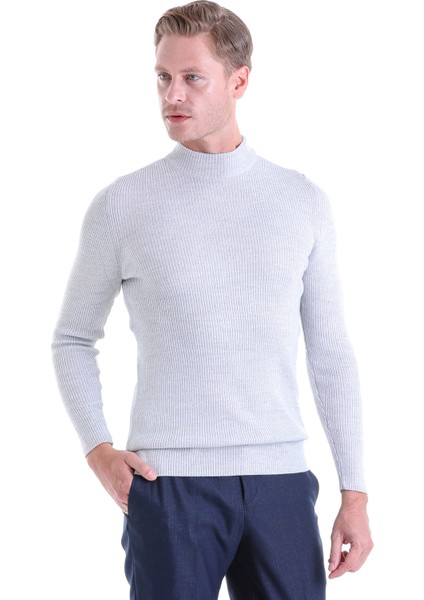 Gri Regular Fit Düz Balıkçı Yaka Klasik Yün Triko Kazak fiyatları