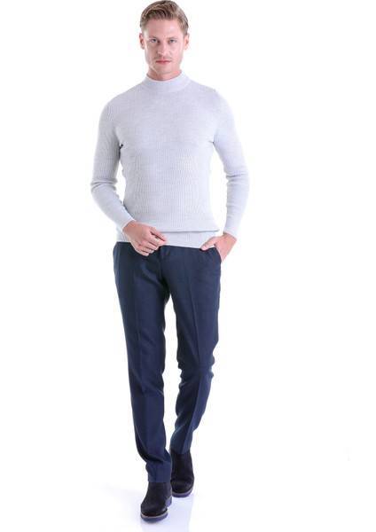 Gri Regular Fit Düz Balıkçı Yaka Klasik Yün Triko Kazak indirimleri