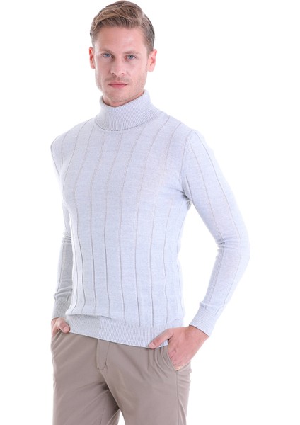 Gri Regular Fit Desenli Balıkçı Yaka Yün Triko Kazak modelleri