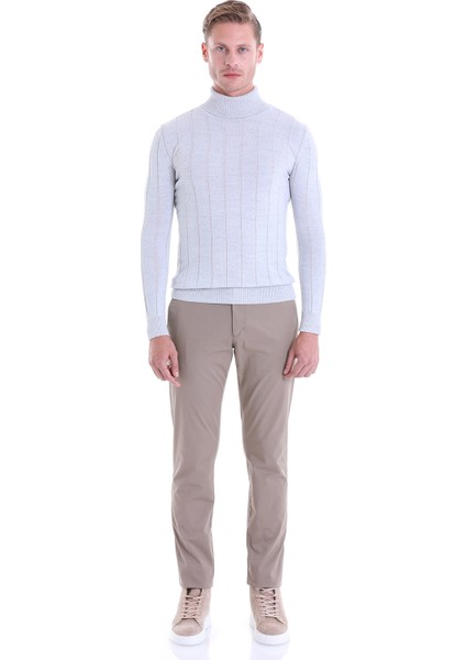 Gri Regular Fit Desenli Balıkçı Yaka Yün Triko Kazak fırsatları