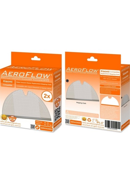 Aeroflow Orijinal Xiaomi Roborock S50-S55-S5-S5 Max-S6-S6 Pure Mop Fiber Bezi - 2 Adet