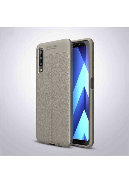 Samsung Galaxy A7 2018 Kılıf Rugan Armor Deri Görünümlü Parmak İzi Yapmaz Dayanıklı Niss Silikon Kapak