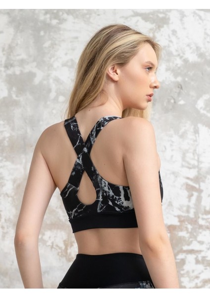 Mermer Desenli Destekli Spor Sütyen modelleri