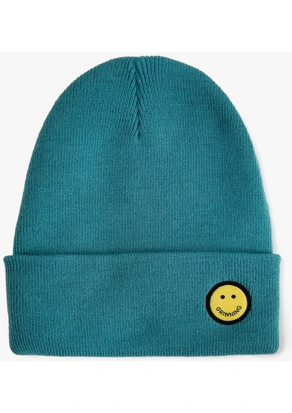 Emoji Embroidered Beanie Folded Detailed