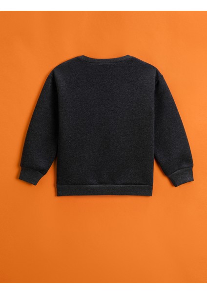 Baskılı Sweatshirt Bisiklet Yaka Uzun Kollu