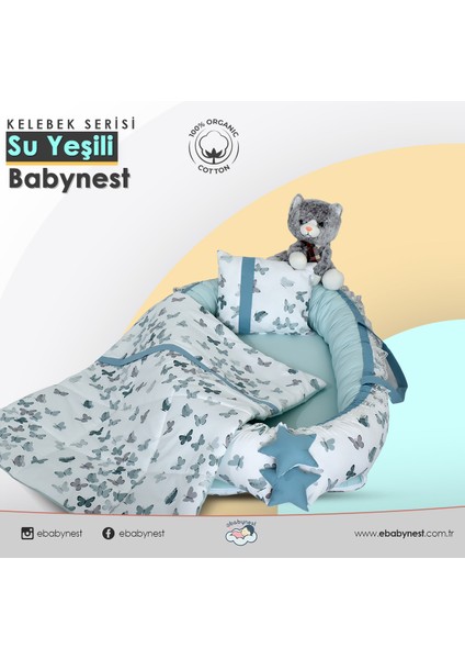 Kelebek Serisi Su Yeşili Babynest Set V1
