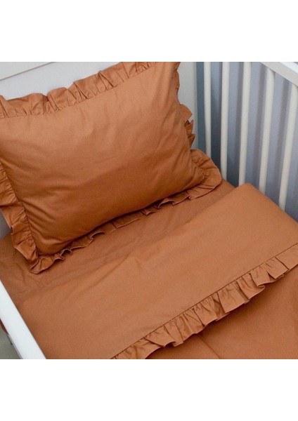 Düz Renk Serisi Kahve Fırfırlı Nevresim Takımı