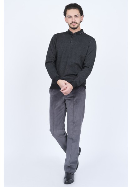 Erkek Desenli Polo Yaka Triko Sweat 6782254 Siyah