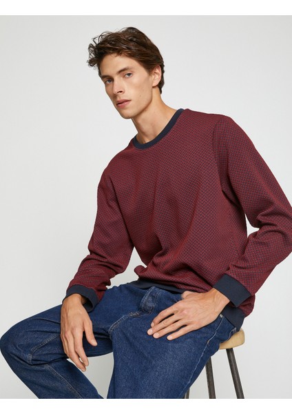 Desenli Triko Kazak Bisiklet Yaka