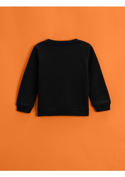 Koton Balkabağı Baskılı Sweatshirt Bisiklet Yaka Uzun Kollu