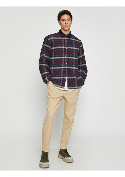 Check Plaid Shirt Neck Detailed