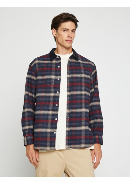 Check Plaid Shirt Neck Detailed