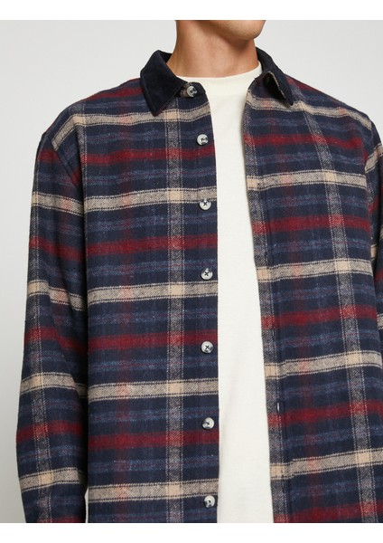 Check Plaid Shirt Neck Detailed