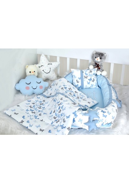 Kelebek Serisi Mavi Babynest Set V2