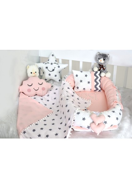 Big Star Serisi Pudra Babynest Set Ponponlu