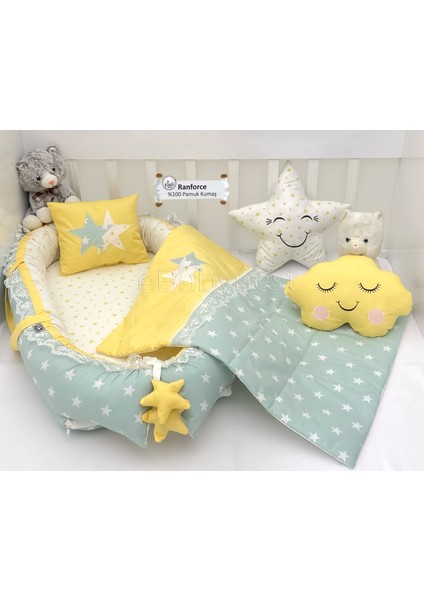 Big Star Serisi Su Yeşili Sarı Babynest Set Yıldız Tasarım