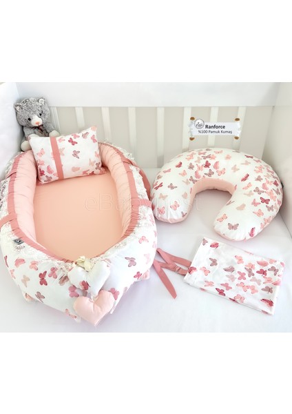 Kelebek Serisi Pudra Babynest Emzirme Yastıklı Set