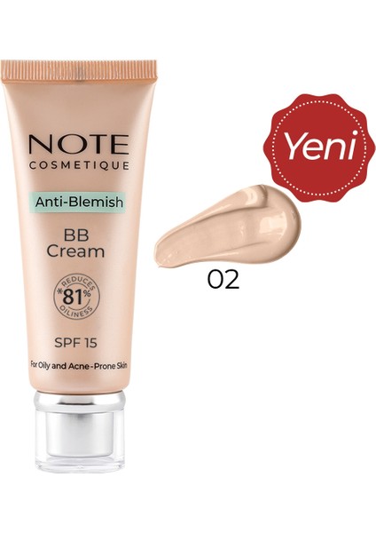 Anti-Blemish BB Cream 02 Akneye Yatkın Ciltler SPF 15 BB Krem