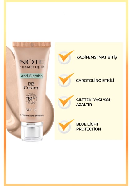 Anti-Blemish BB Cream 04 Akneye Yatkın Ciltler SPF 15 BB Krem
