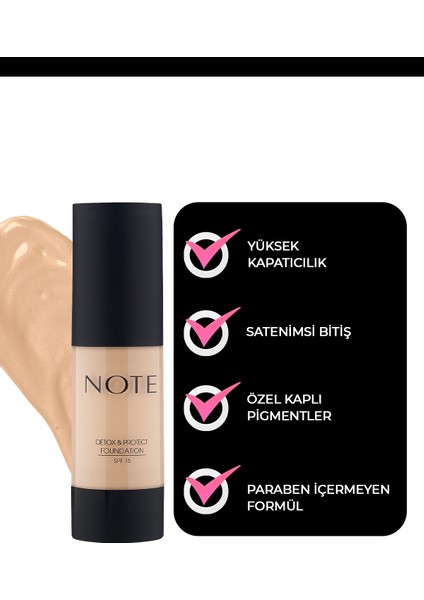 Note Detox & Protect Fondöten Canlandırıcı Etki 02 Natural Beige modelleri