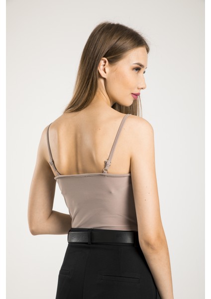 Taş Degaje Yaka Askılı Bodysuit