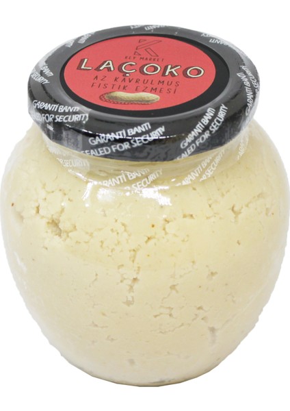 LAÇOKO  350 Gram Şekersiz, Katkısız, Glutensiz, Vegan, Doğal Az Kavrulmuş (ÇİĞ) Yer Fıstığı Ezmesi (350 Gram) 