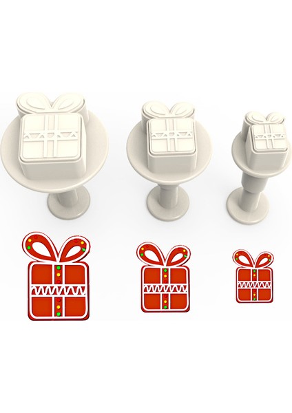 Yılbaşı Hediye Basmalı (Enjektörlü) Kopat Kurabiye Kalıbı – 3'Lü