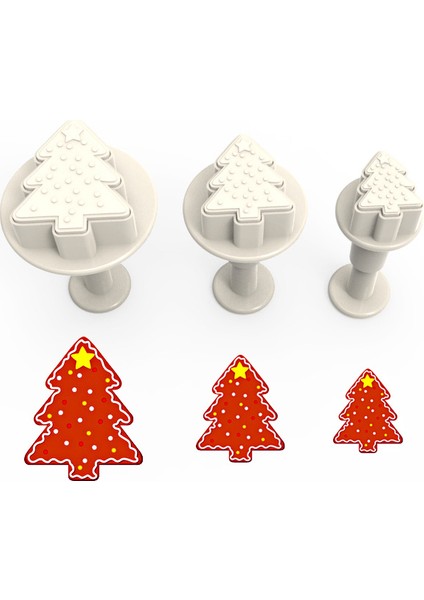 Noel Ağacı Basmalı (Enjektörlü) Kopat Kurabiye Kalıbı – 3'Lü