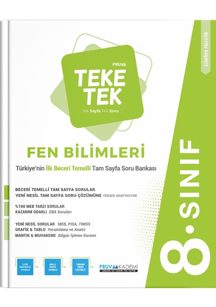 8. Sınıf LGS Teke Tek Fen Bilimleri Soru Bankası - Pruva Teke Tek