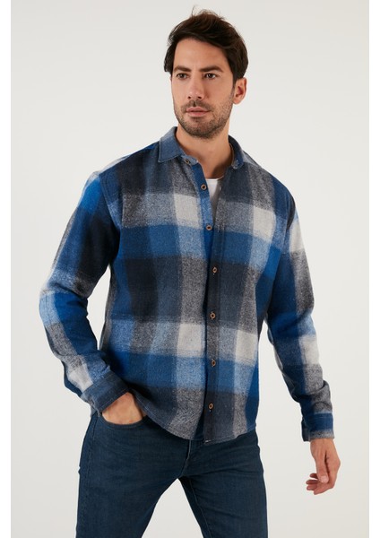 Regular Fit Ekose Desenli Pamuklu Oduncu Gömlek Erkek Gömlek 5896602