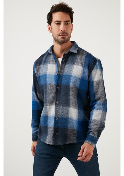 Regular Fit Ekose Desenli Pamuklu Oduncu Gömlek Erkek Gömlek 5896602